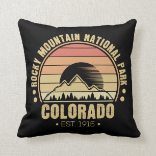 Rocky Mountain National Park Colorado Rerto Throw Pillow