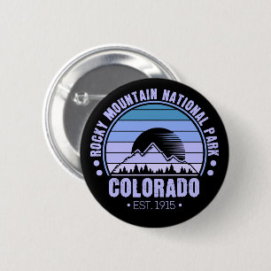 Rocky Mountain National Park Colorado Retro Button