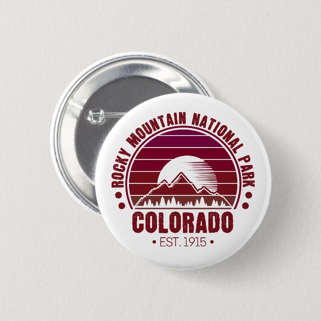 Rocky Mountain National Park Colorado Retro Button (Front & Back)