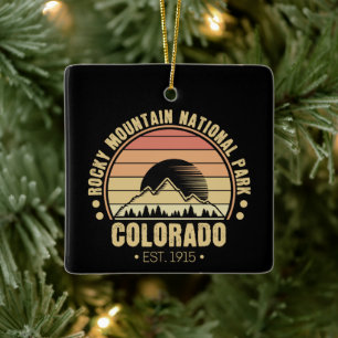Rocky Mountain National Park Colorado Retro Ceramic Ornament