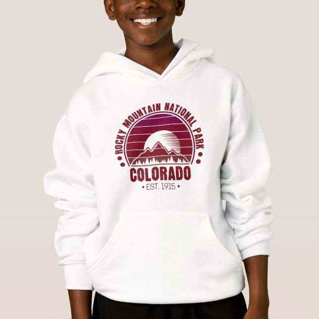 Rocky Mountain National Park Colorado Retro Hoodie (Front)