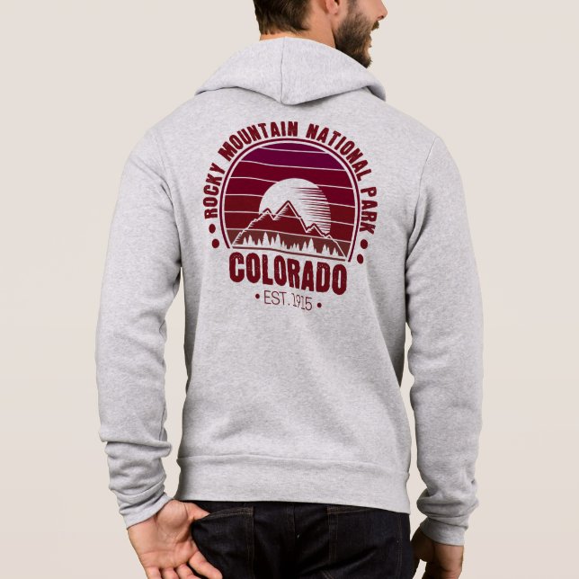 Rocky Mountain National Park Colorado Retro Hoodie (Back)