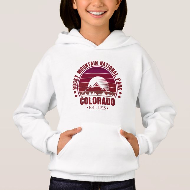 Rocky Mountain National Park Colorado Retro Hoodie (Front)