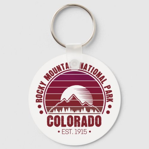 Rocky Mountain National Park Colorado Retro Keychain