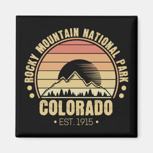 Rocky Mountain National Park Colorado Retro Magnet