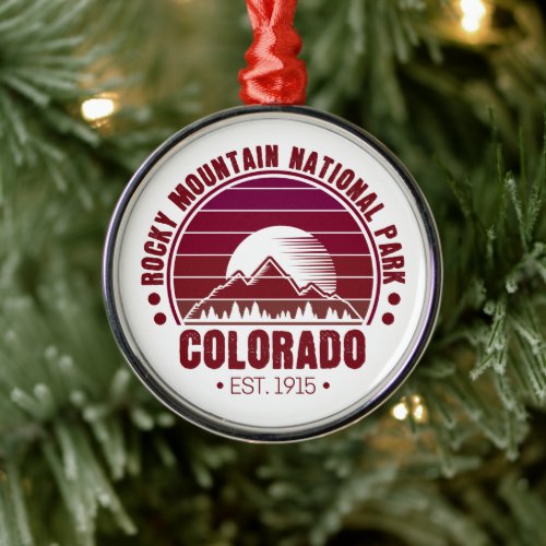 Rocky Mountain National Park Colorado Retro Metal Ornament