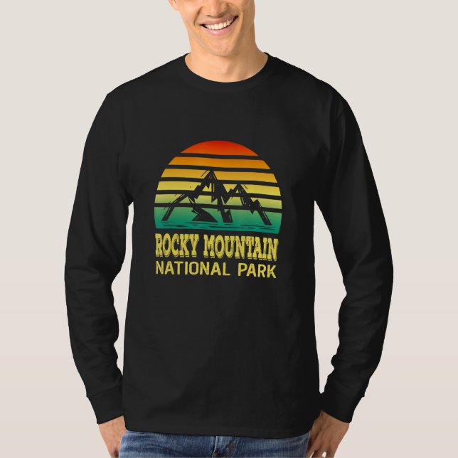 Rocky Mountain National Park Colorado Retro Sunset T-Shirt (Front)