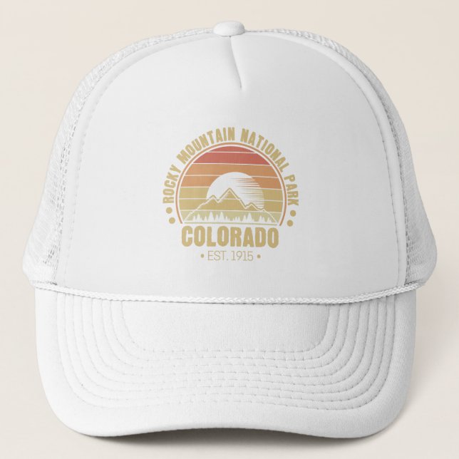 Rocky Mountain National Park Colorado Retro Trucker Hat (Front)