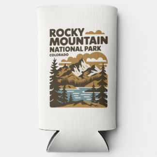 Rocky Mountain National Park Colorado Vintage Art Seltzer Can Cooler