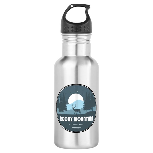 Rocky Mountain National Park Deer Stainless Steel Water Bottle (Front)