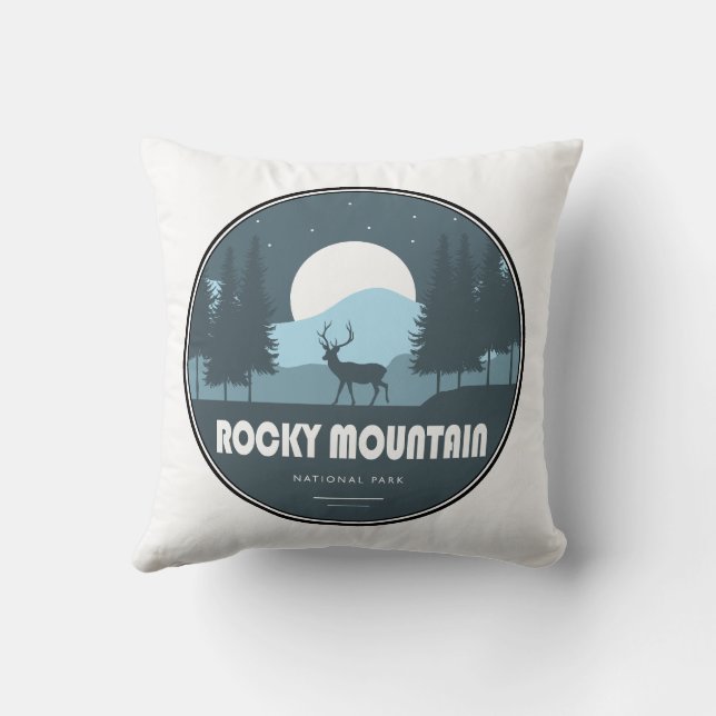 Rocky Mountain National Park Deer Throw Pillow (Back)