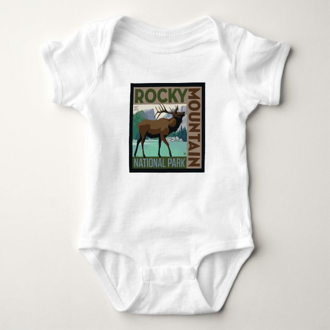 Rocky Mountain National Park | Elk Baby Bodysuit (Front)