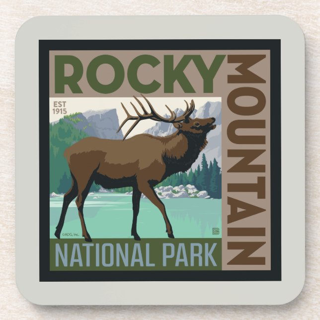 Rocky Mountain National Park | Elk Beverage Coaster (Front)