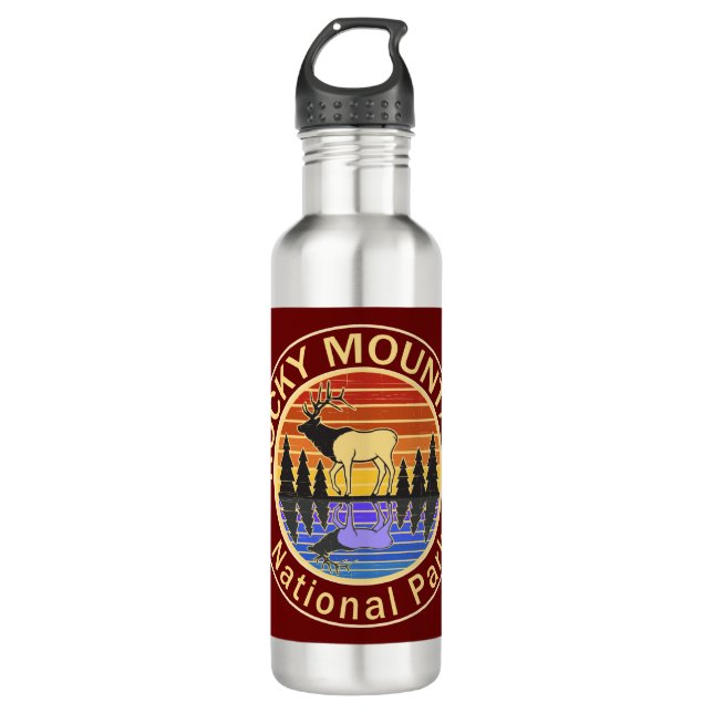 Rocky Mountain National Park Elk Stainless Steel Water Bottle (Front)