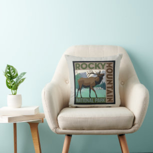 Rocky Mountain National Park Elk Throw Pillow