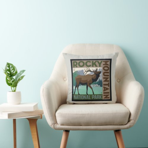 Rocky Mountain National Park  Elk Throw Pillow