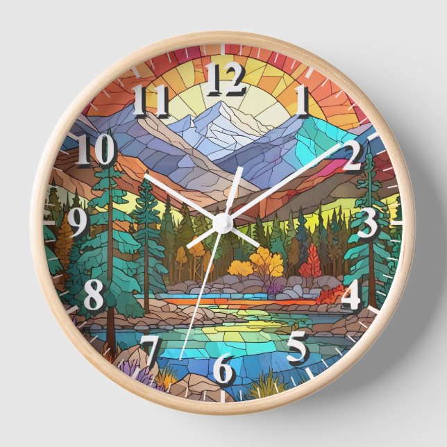 Rocky Mountain National Park Faux Stained Glass Clock (Front)