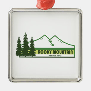 Rocky Mountain National Park Green Stripes Metal Ornament