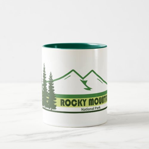 Rocky Mountain National Park Green Stripes Two_Tone Coffee Mug