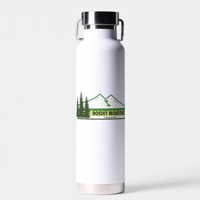 Rocky Mountain National Park Green Stripes Water Bottle (Front)