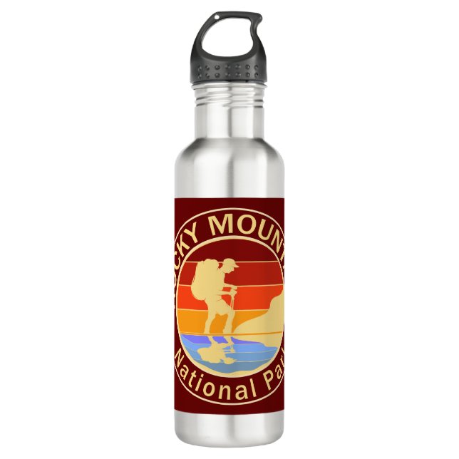 Rocky Mountain National Park Hiking Stainless Steel Water Bottle (Front)