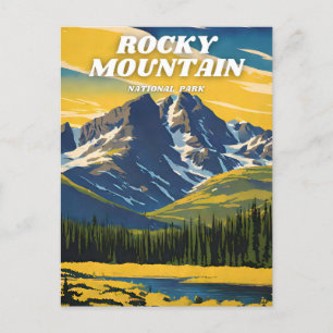 Rocky Mountain National Park illustration retro Ae Postcard