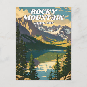 Rocky Mountain National Park illustration retro De Postcard