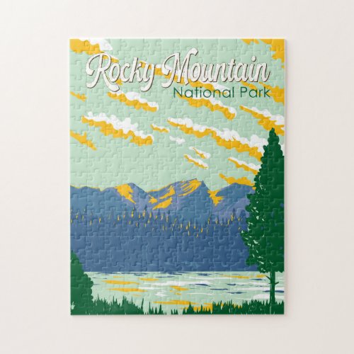 Rocky Mountain National Park Illustration Travel Jigsaw Puzzle