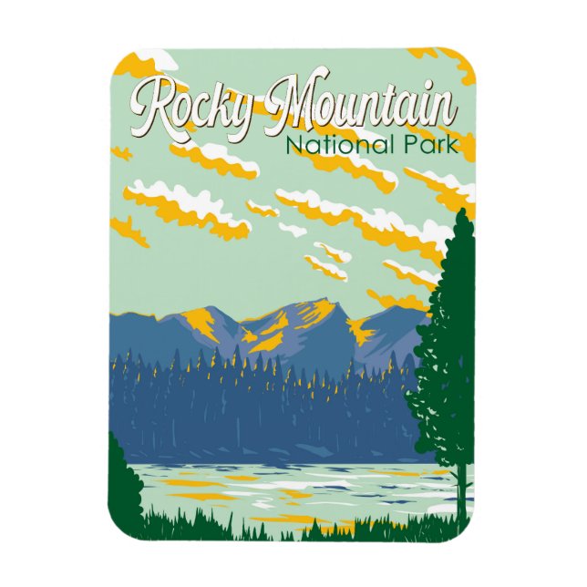 Rocky Mountain National Park Illustration Travel Magnet (Vertical)