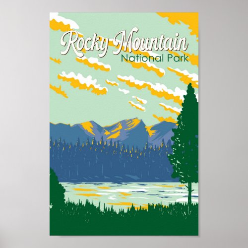 Rocky Mountain National Park Illustration Travel Poster