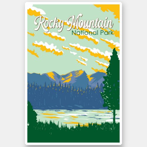Rocky Mountain National Park Illustration Travel Sticker