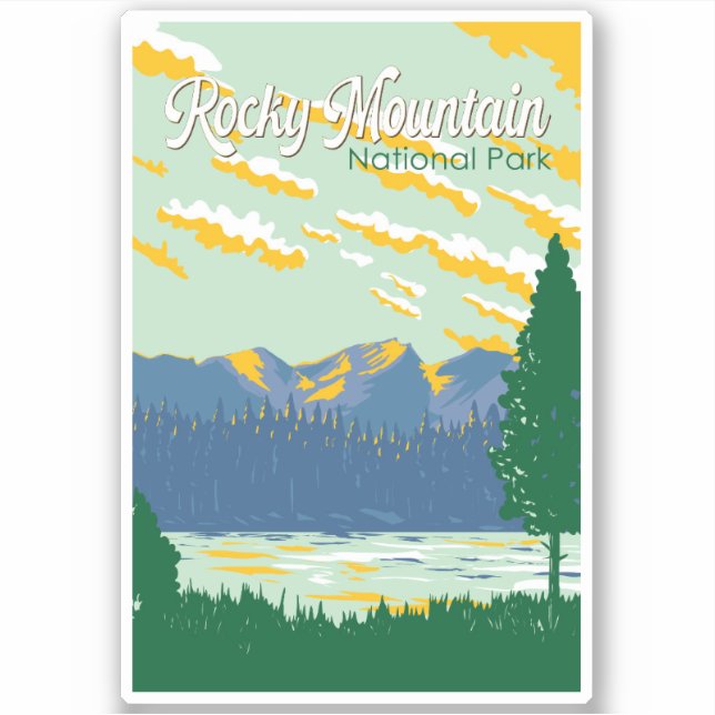 Rocky Mountain National Park Illustration Travel Sticker (Front)