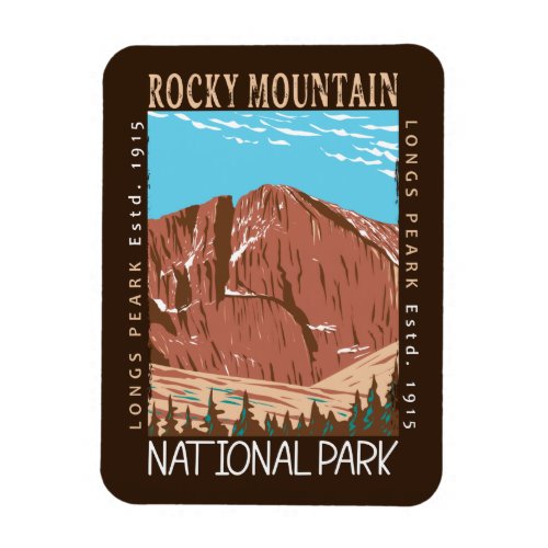 Rocky Mountain National Park Longs Peak Distressed Magnet