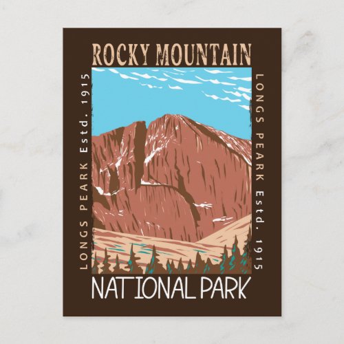 Rocky Mountain National Park Longs Peak Distressed Postcard