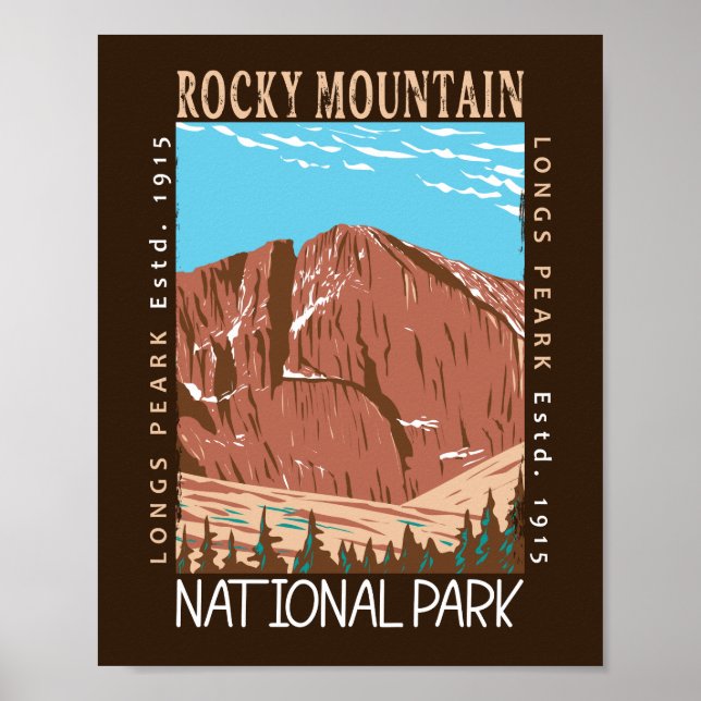Rocky Mountain National Park Longs Peak Distressed Poster (Front)