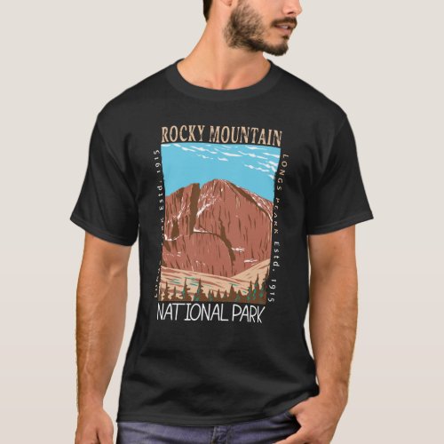 Rocky Mountain National Park Longs Peak Distressed T_Shirt