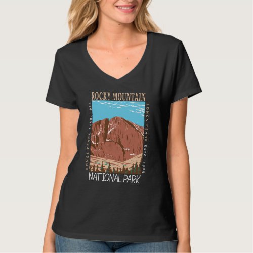 Rocky Mountain National Park Longs Peak Distressed T_Shirt