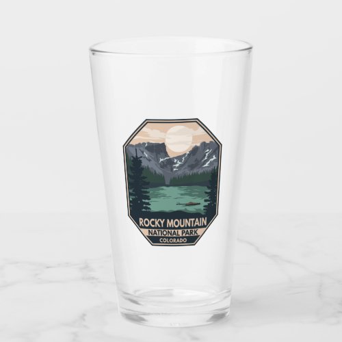 Rocky Mountain National Park Minimal Retro Emblem Glass