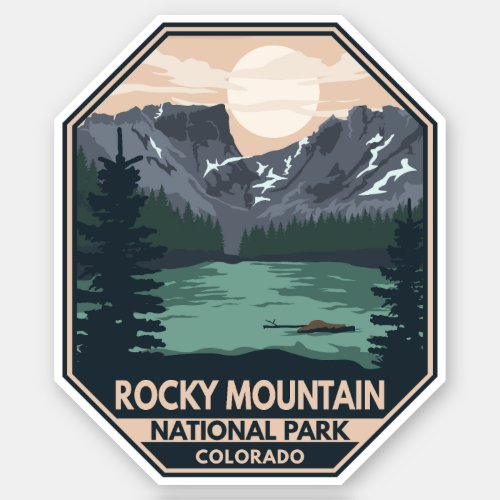 Rocky Mountain National Park Minimal Retro Emblem Sticker