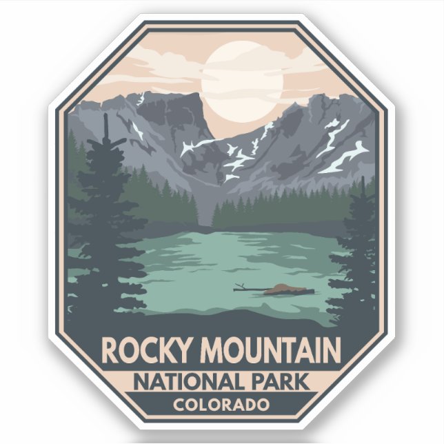 Rocky Mountain National Park Minimal Retro Emblem Sticker (Front)