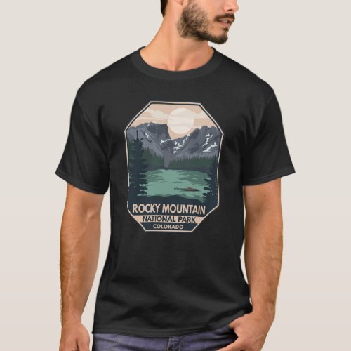 Rocky Mountain National Park Minimal Retro Emblem T_Shirt