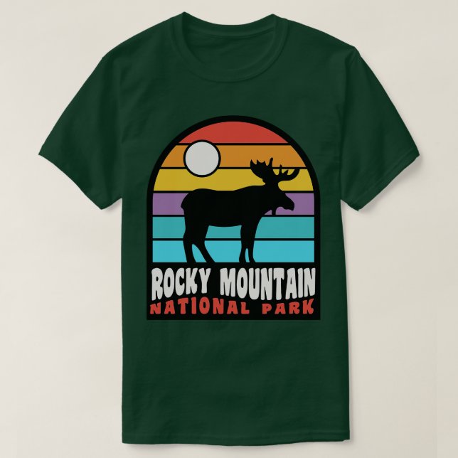 Rocky Mountain National Park Moose Badge T-Shirt (Design Front)