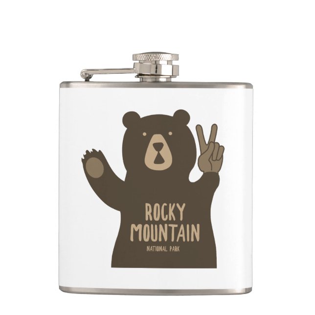 Rocky Mountain National Park Peace Bear Flask (Front)