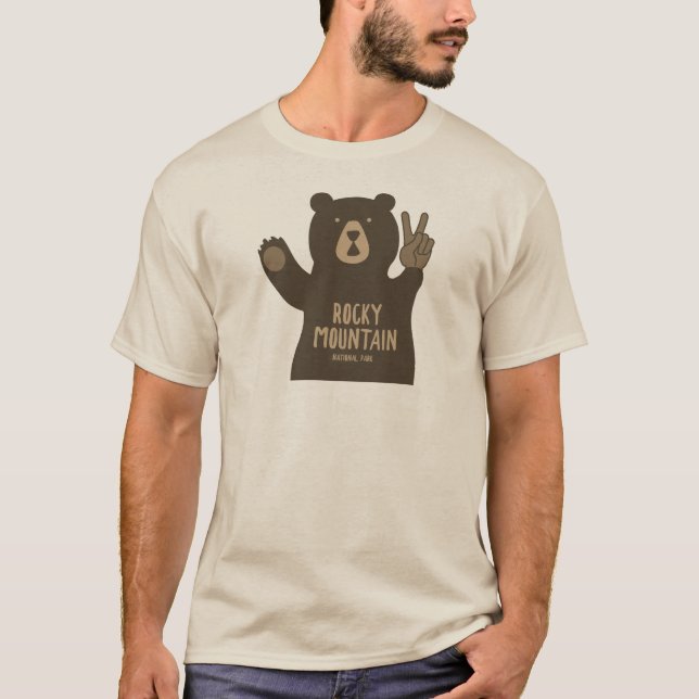 Rocky Mountain National Park Peace Bear T-Shirt (Front)