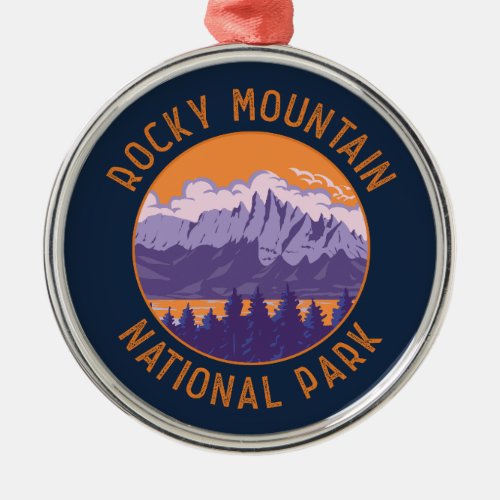 Rocky Mountain National Park Retro Distressed Art Metal Ornament