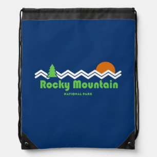 Rocky Mountain National Park Retro Drawstring Bag