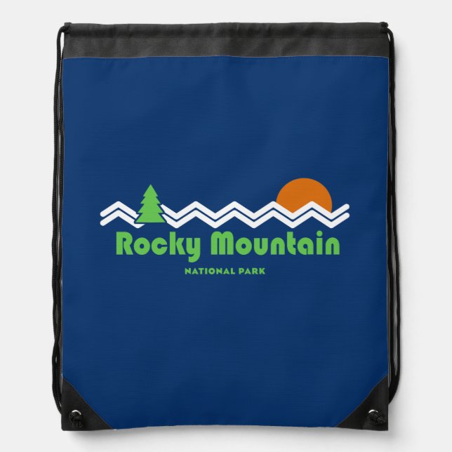Rocky Mountain National Park Retro Drawstring Bag (Front)