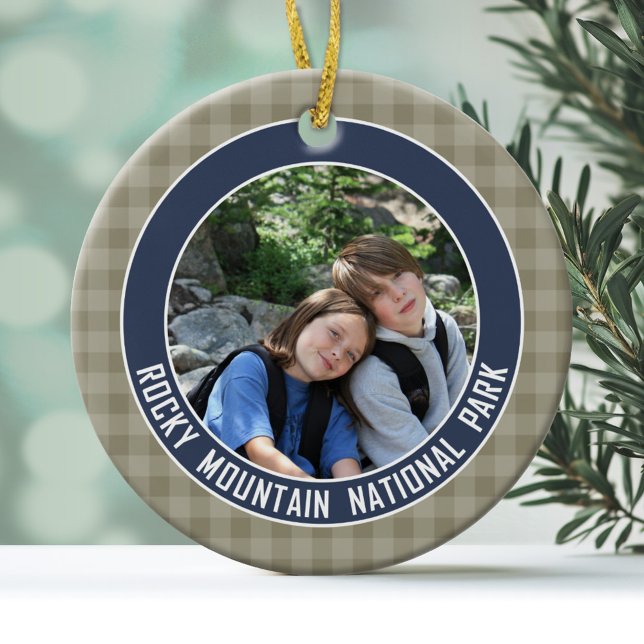 Rocky Mountain National Park Souvenir Ceramic Ornament (Personalized Photo Ornament)