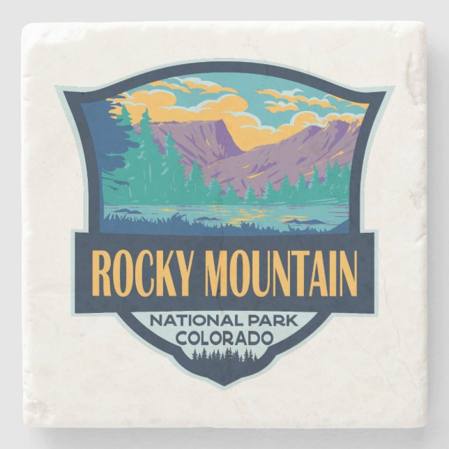 Rocky Mountain National Park Teton Range Travel Stone Coaster (Front)