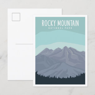 Rocky Mountain National Park Travel Illustration Postcard